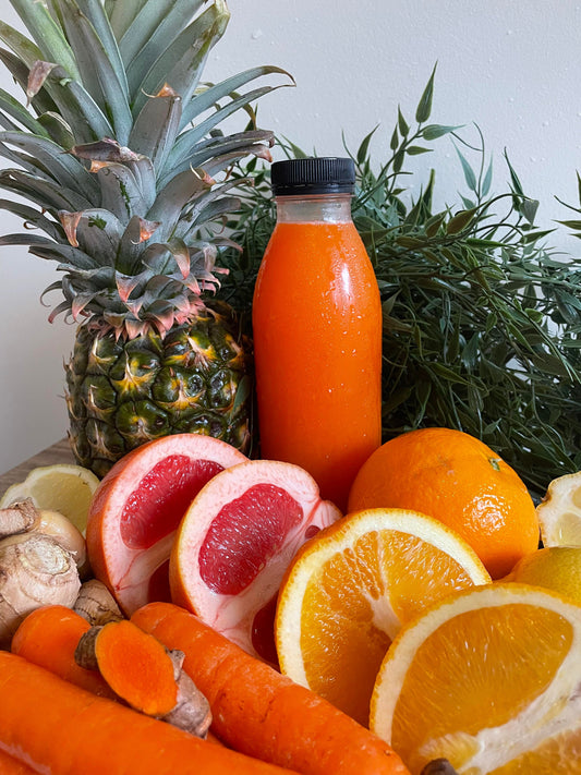 cold pressed juice cleanse orange pineapple grapefruit carrot ginger turmeric lemon juice cleanse coastal berry central coast nsw